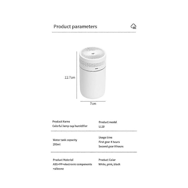 Bærbar 250 ml Luftfukter Aromaterapi Humidificador for Hjem Bil USB Sprøyte med LED Farge Ni.pa