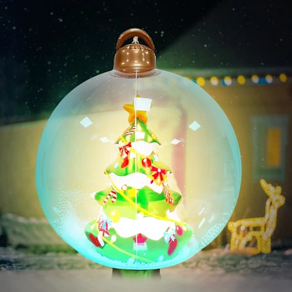 Large 60cm Inflatable Christmas Ball with Remote Control and 16 Colored LED Lights