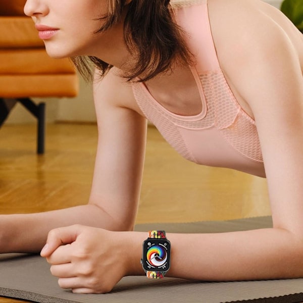 Paris_Flettet Elastisk Solo Loop-rem Kompatibel med Apple Watch-rem 38mm 40mm 41mm, Justerbare Stretch Sportarmbånd for iWatch-serier