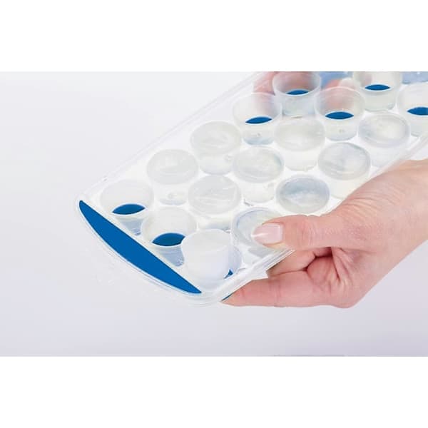 Isbitsform med silikonbotten, 21 isbitar, 11,9 x 29,9 x 2,5 cm, Blå