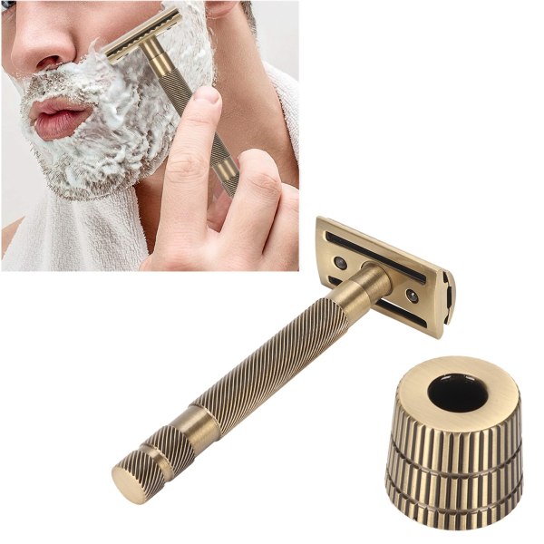 Dubbelkant manuell skäggtrimmer i legering Återanvändbar metall manuell skäggtrimmer med PU- cover