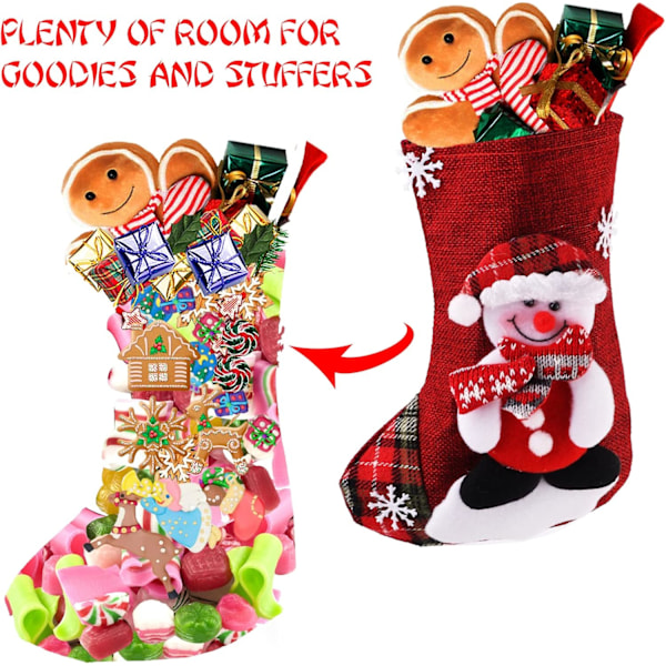 3-pack julstrumpor 3D stor tomte, tomte, snögubbe, ren