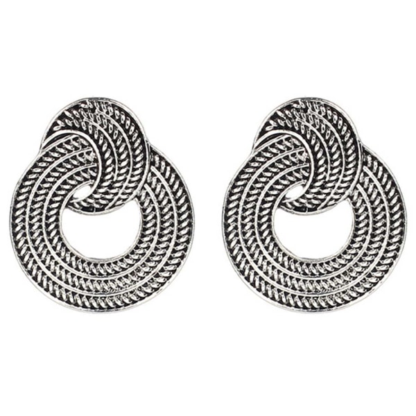 YR1187 Retro stil geometrisk cirkel kobber øreringe smykker tilbehør (gyldent)