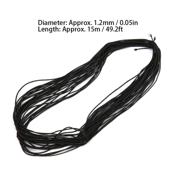 1,2 mm 15 m elastisk stræksnor omviklet perler strengtråd til gør-det-selv-smykker (sort)