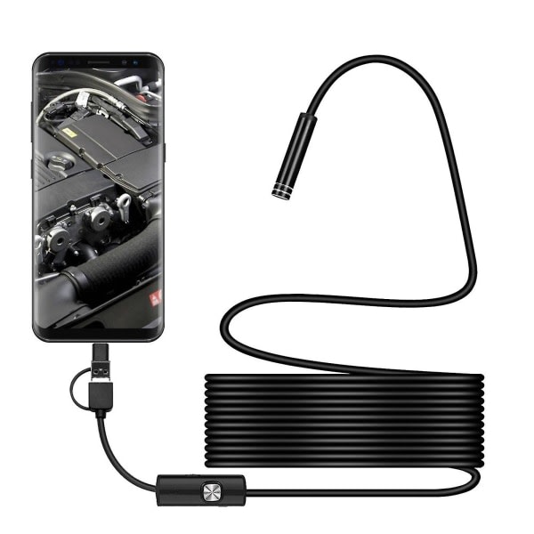 3-i-1 Android USB Type-c Endoskopinspektion 7mm kamera 6 LED Hd Vattentät