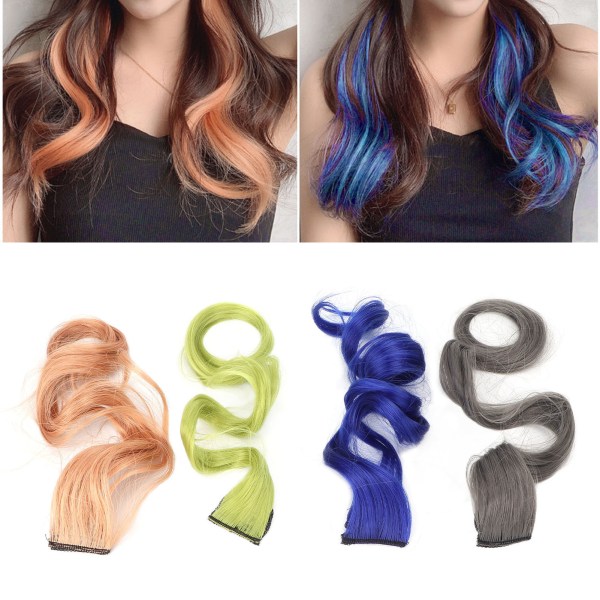 4 stk varmebestandige rett hårpynt Festhøydepunkter Farget klips i hårforlengelser for jenter kvinner