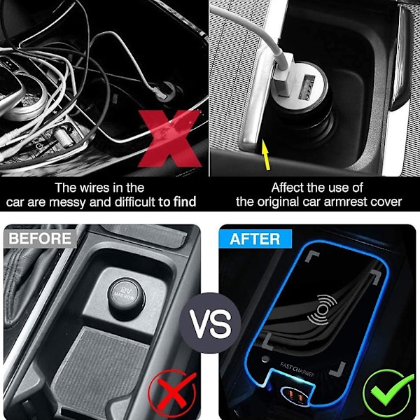 15W Bil Trådlös Laddare Laddningsplatta Telefonhållare för XC90 S90 XC60 VC60 S60 V90 black