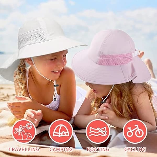 2-pack Sun Hats for Toddlers, Adjustable Beach Hats