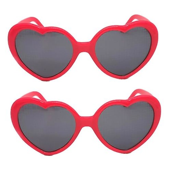 (Förpackning med 2) Hjärtglasögon Light Change Heart Solglasögon (röd)