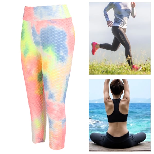 Andas Sport Leggings Rumplyft Snabbtork Elastiska Högmidja Yogabyxor För KvinnorL