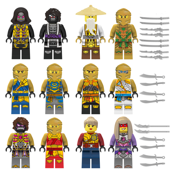 Sett med 24 stk go Minifigurer Kai Jay Sensei Wu Master Bygge fargerik one size