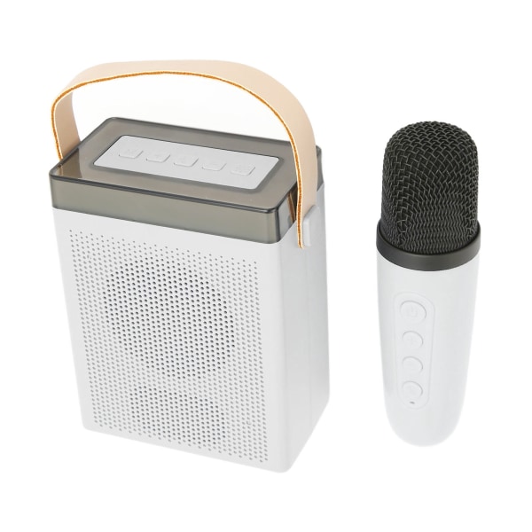 Karaokekone Monitoiminen RGB-valaistu kannettava Bluetooth kaiutin kahdella langattomalla mikrofonilla aikuisille ja lapsille Valkoinen