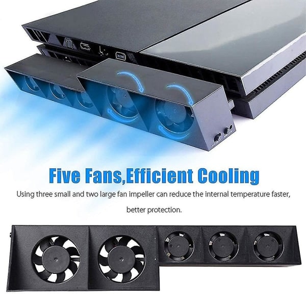 Dhrs Ps4 Køleventilator, USB Ekstern Køler 5 Ventilator Turbo Temperaturkontrol Køling