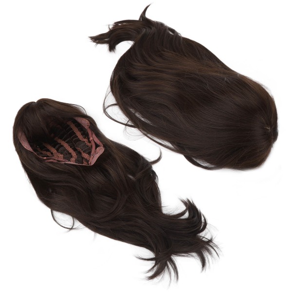 Syntetisk parykk for kvinner Lang rett svart parykk Elastisk hårparykk for Cosplay Party Daglig slitasje