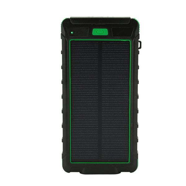 Bärbar Solar Telefonladdare 20000mAh Solar Power Bank med Kompass och LED-ficklampa för Utomhus Svart Grön