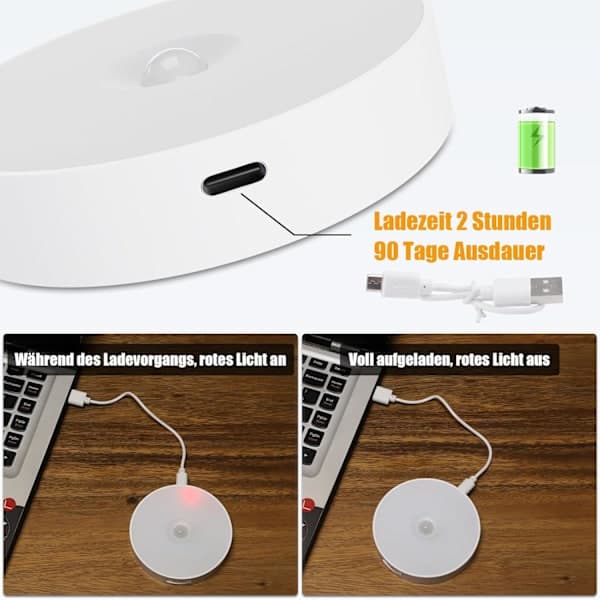 Improved Motion Sensor Light [8 LED], Electight 3 PCS Rechargeable Night Light, 3M/120° Detection Range, 3 Modes