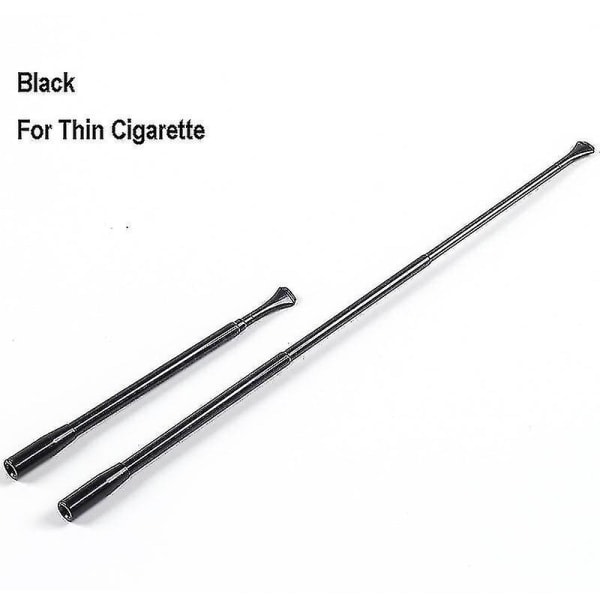Retro återanvändbart cigarettfilter smalt damcigarettmunrör Trestegs infällbart långa damer black