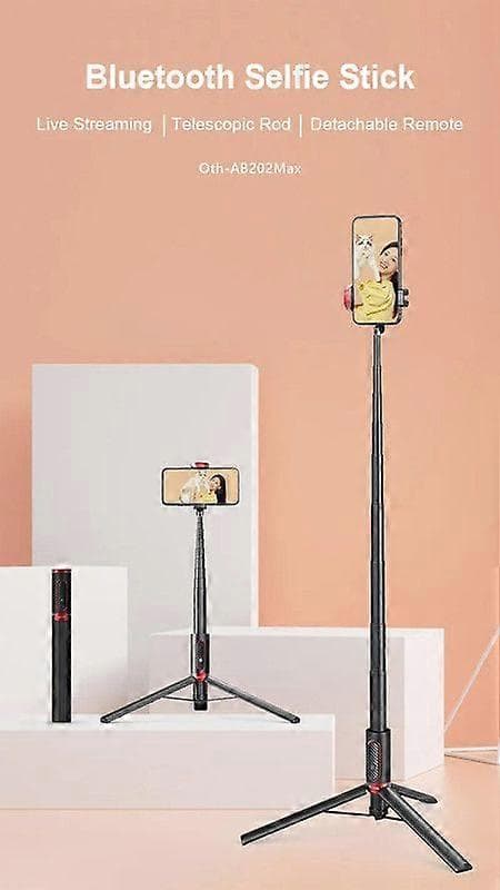 Selfie Stick, Integreret Tripod, 150cm Teleskopstang, Sort