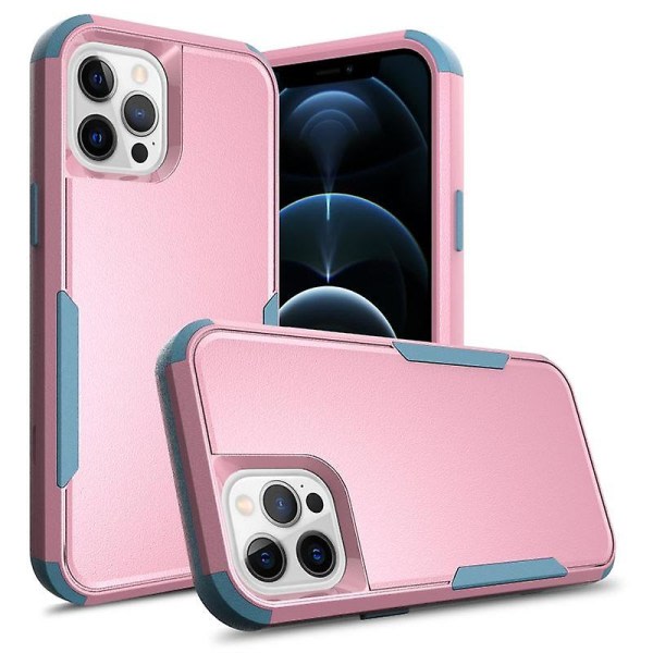 Nytt til Iphone 11 Pro Tpu + Pc Stötsäkert etui (rosa + grågrøn)