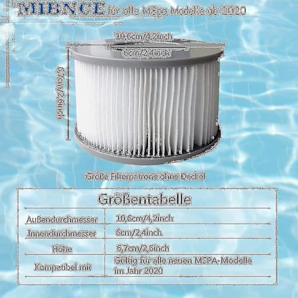 8-pak Erstatningsfilterpatroner til MSPA Oppustelige Pools