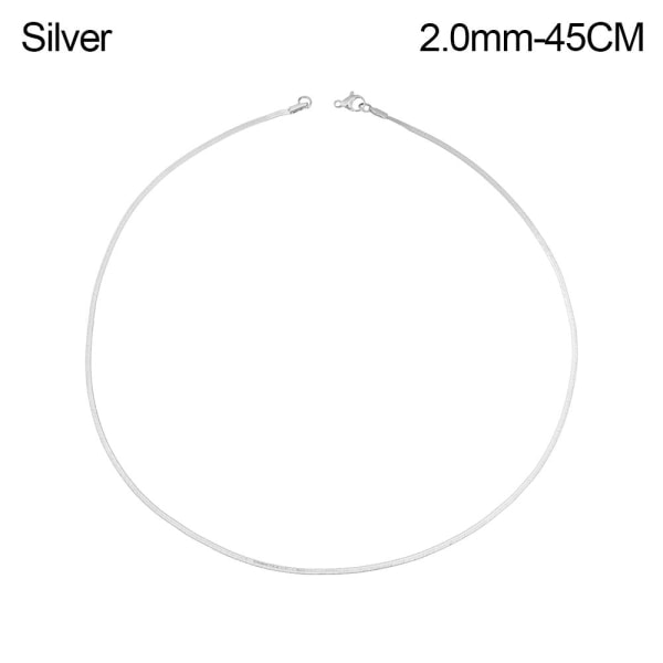 18\"/20\" Flad Slangekæde Sildbenshalskæde Sølv 2.0mm-45CM Silver 2.0mm-45CM