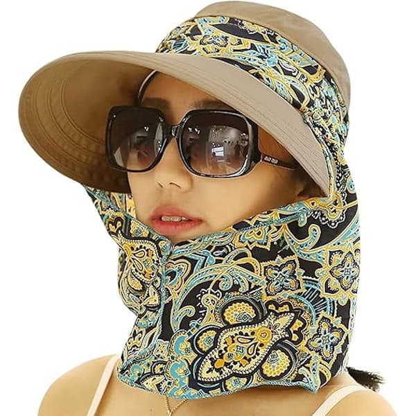 Solhatte, floppy hatte, bredskyggede kasketter, vendbare UPF 50+ udendørs strandhatte til alle årstider Khaki