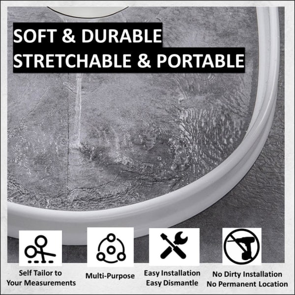 Nem installation - Silikon Duschbarriere Vandstop Vandafvisende Strip Wet Dry Separation Blocker sort 250CM