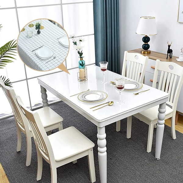137*180 cm Kaffe-Rutiga PVC-Duk Pläd Avtorkningsbar Duk Rektangulär, Plastduk, Fläckbeständig, Vattentät