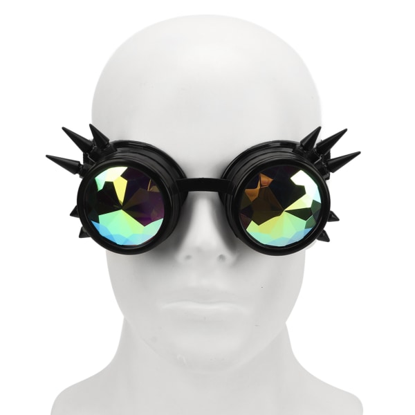 Steampunk Goggles Retro PC ABS med Elastisk Bånd Kaleidoscope Rave Glasses for Party Black