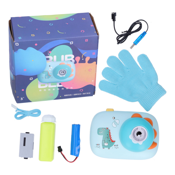 Bubble Machine Camera Shape Bubble Blaster Legetøj med Bubble Maker-løsning til børn (blågrøn)