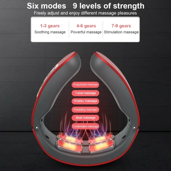Sähköinen niskahierontalaite Kaulan rentoutumiskone PUNAINEN HEAT punainen Lämmitysversio-Lämmitysversio red Heating version-Heating version