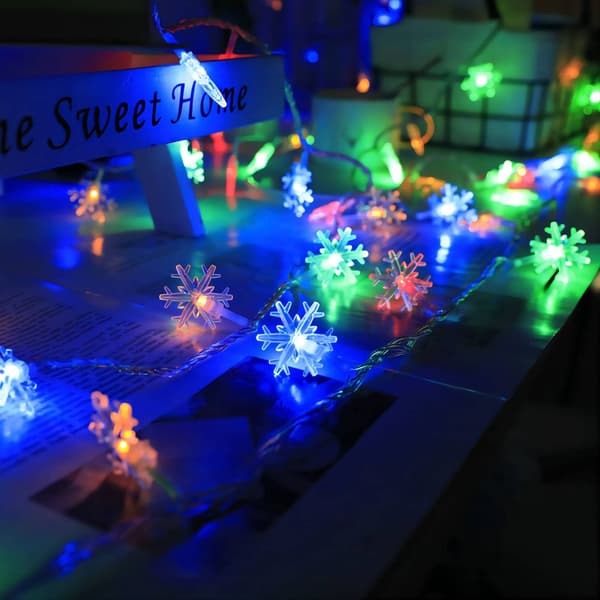 Christmas Tree Lights Multicolor 20 FT 40 LED Snowflake String Lights