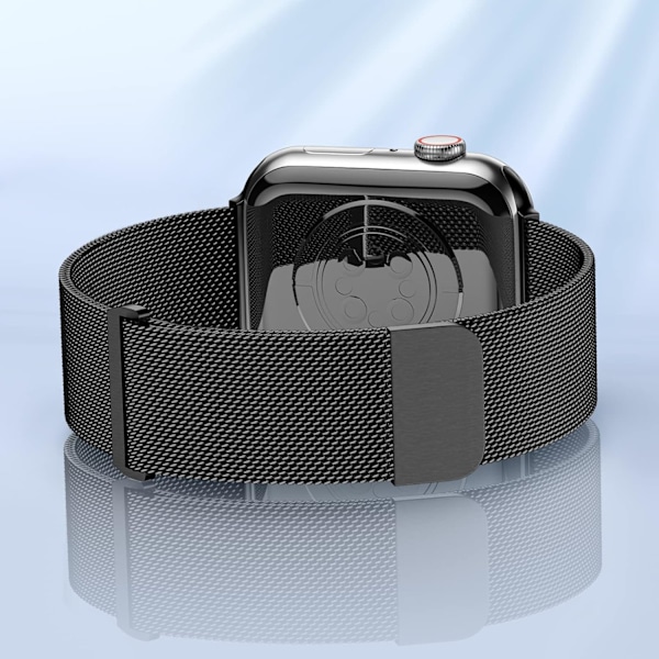 Sort metalarmbånd kompatibelt med Apple Watch-rem 42/44/45MM til kvinder og mænd, mesh i rustfrit stål til iWatch/Apple Watch Series 8/7/6/SE/