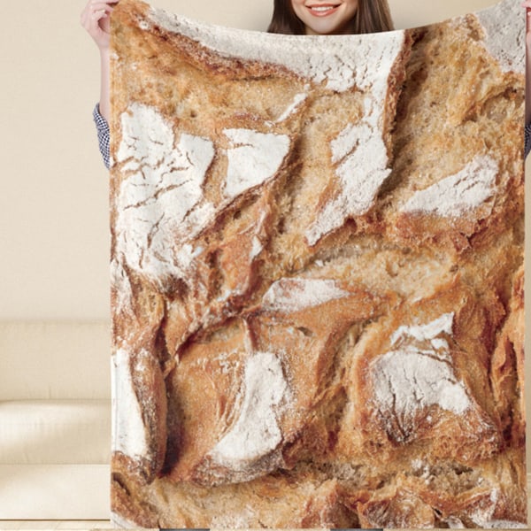 Sängfilt Polyester Mjuk hudvänlig färgfast brödmönster Sovfilt för Cafe Airport 59,1 X 78,7 tum