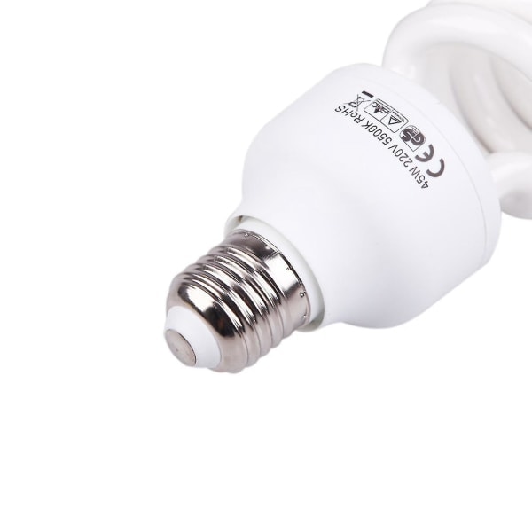 2x E27 220V 5500K 45W Fotostudiolampa - Fotograferingsdagsljuslampa - Vit