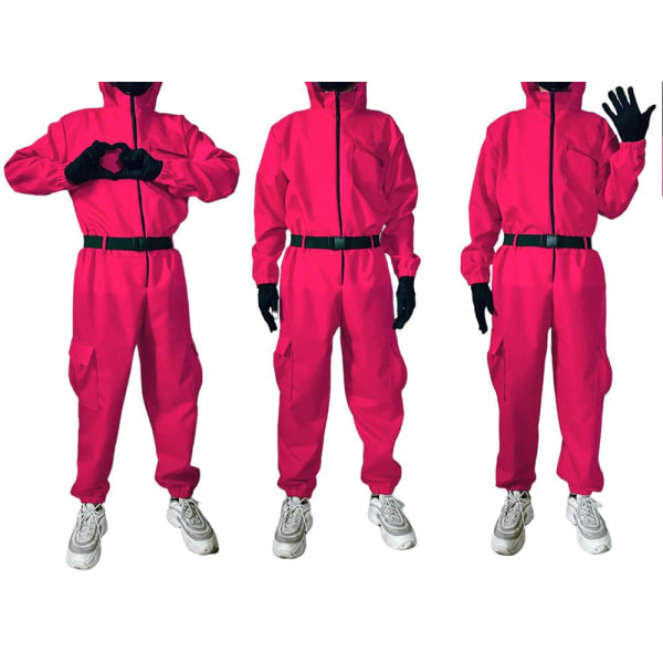 Squid Game Kostyme / Maskeraddräkt - Cosplay Drakt Rød S Red S