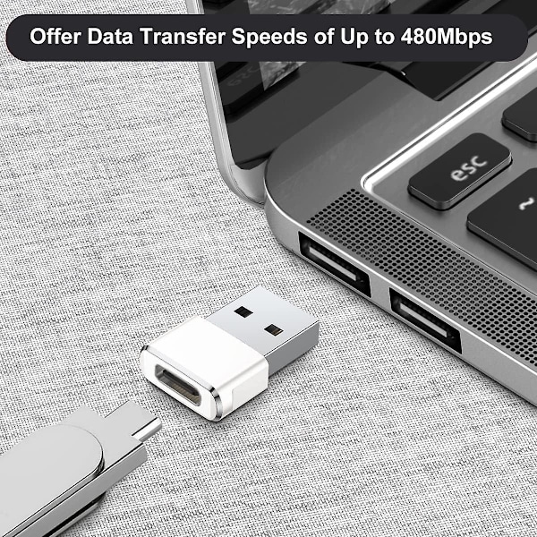 Paris USB till USB-C-adapter 2-pack, Typ C hona till USB A hane-konvertering för laddare till Apple Watch Series 7 8, iPhone 11 12 13 14 15 Pro Max