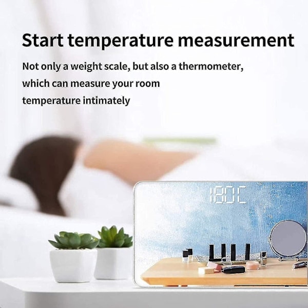 Resevåg för kroppsvikt, liten bärbar digital badrumsvåg med spegel, mini elektronisk våg för personlig hälsa, USB-laddning x
