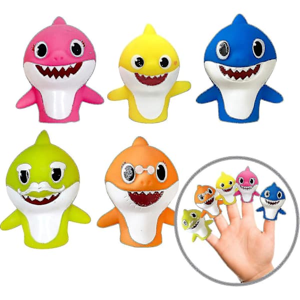 Baby Shark Fingerdockor, 5-pack, Kompatibla med 1:a generationen
