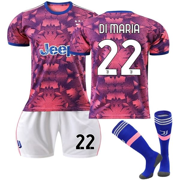 Juventus bortatröja säsongen 22/23 fotbollströja T-skjorter DI MARIA 22 Kids 22(120-130CM)