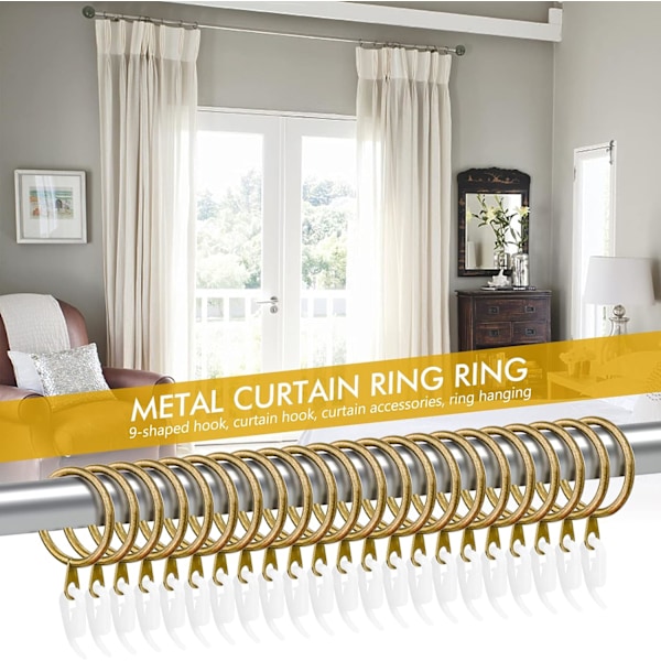 24 sæt metal gardinringe og kroge Messing Rustfri metal draperiring 30 mm indvendig diameter hængering krog til hjem vinduesstang dekoration