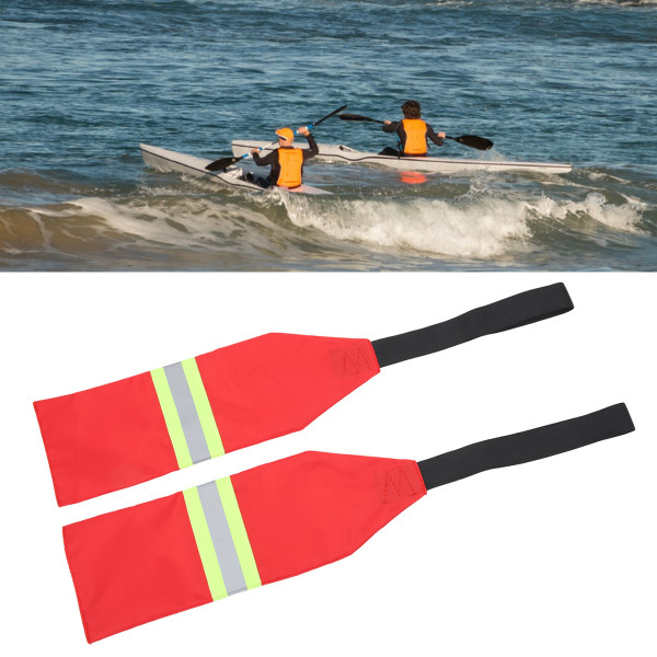 2 STK Kajakrejse advarselsflag Oxford stof sammenfoldelig kajak advarsel Rødt sikkerhedsflag til kajak kanoer