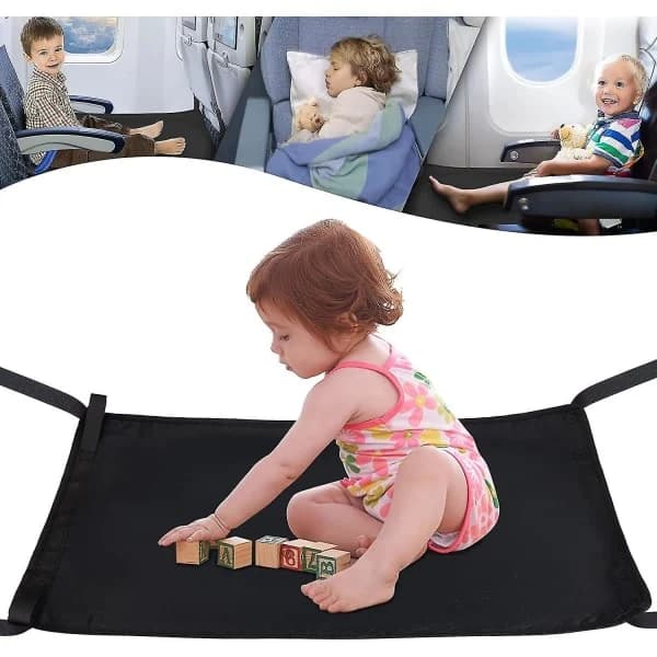 Flyplansseng til børn, flyfodstøtte, rejseseng til børn, essentielle rejsetilbehør til børn i fly, bærbar