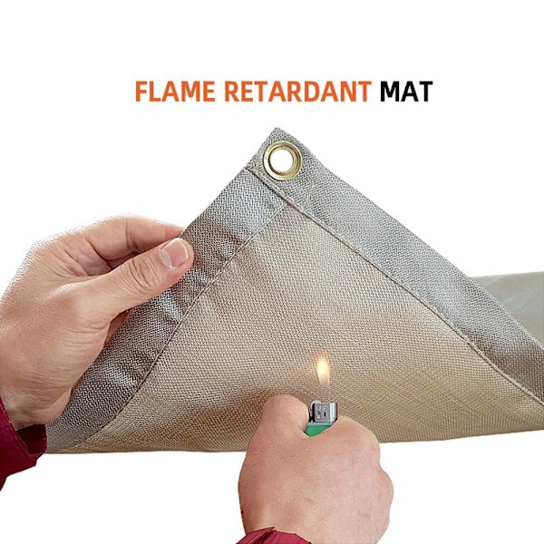 Grillunderlägg Glasfibermatta Brandsäker Eldstad Silver M m