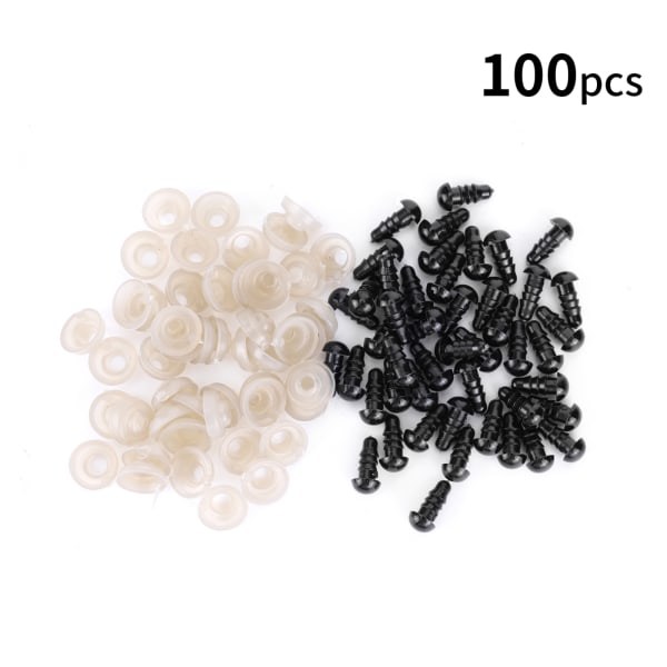 100 stk 6 mm DIY-plastsikkerhetsøyne og skiver Dukker Lekevarer Håndverk 6mm