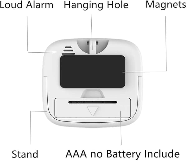 Magnetisk Køkken Timer med Stor LCD-Skærm Hvid