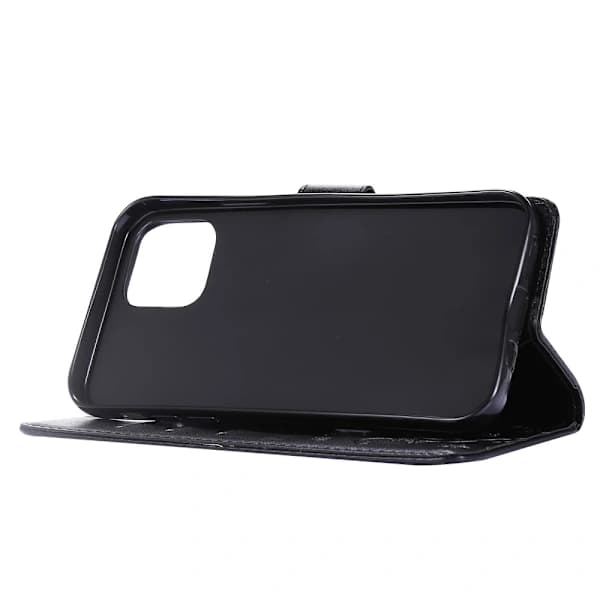 Kompatibel med iPhone, iPhone 12 / 12 Pro - Blomstret Etui - Sort Black Sort