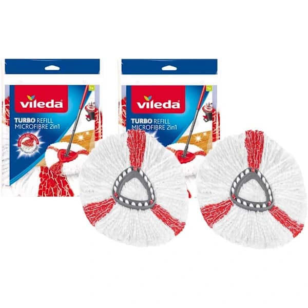 2-i-1 Spin Mopp Refill, 2-pack Turbo 2-i-1 Mopphuvud Ersättningar, Passar alla Vileda Turbo-moppar