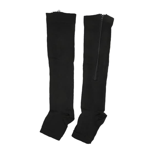 Sort S/M Åben tå Nylon med lynlåsdesign for at fremme blodcirkulationen