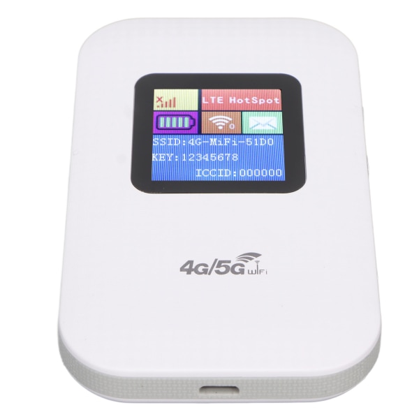 4G WiFi-ruter Hvit mikrokortspor Opptil 10 brukere 1,44 tommers LED-skjerm 2100mAh batteri 4G LTE-ruter for telefon PC-nettbrett